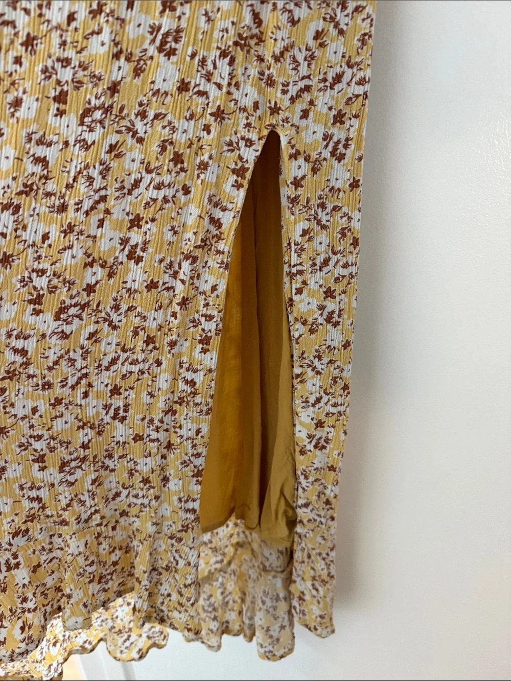 Abercrombie & Fitch Yellow Floral Maxi Dress with Tie Strap